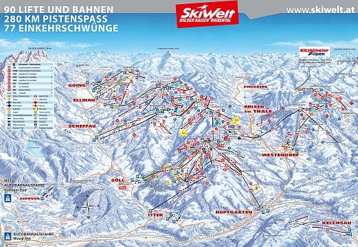 Skiwelt Wilder Kaiser Brixental Panoramakarte